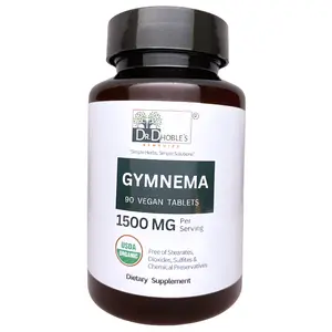 Gymnema Sylvestre (Gudmar), 1500 Mg, No Extracts, Vegan Tablets Uniquely Made with Gum Acacia (Natural Glue), Natural Powdered Gymnema Both Leaves & Stems, USDA Organic, 90 Tabs
