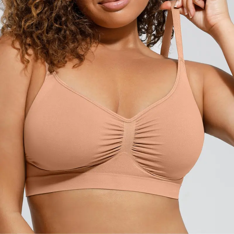 FeelinGirl Wireless Seamless Bra Comfort Elastic Bralettes No Underwire Unlined Seamless Tshirt Bras Sports Bra Basic For Women