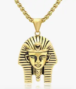 Pharaohs Jewels Gold-Tone Egyptian Pharaoh Pendant Necklace with Chain