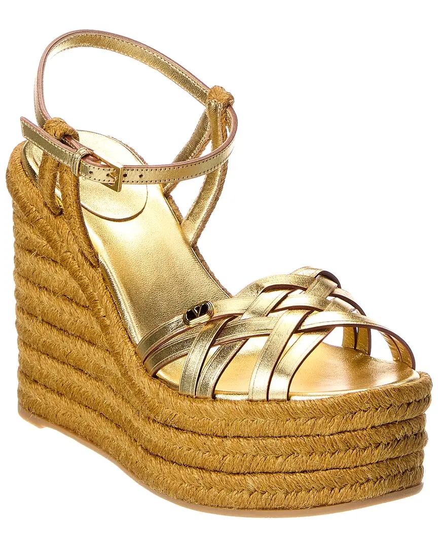 Valentino VLogo Signature 120 Leather Wedge Sandal