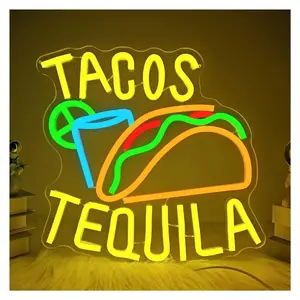 Sign Illuminated Tacos Neon Sign USB Powered Dimmable LED For Display Windows, Restaurants Holiday Art Decor 33.5cmx34.8cm Sign Lamp