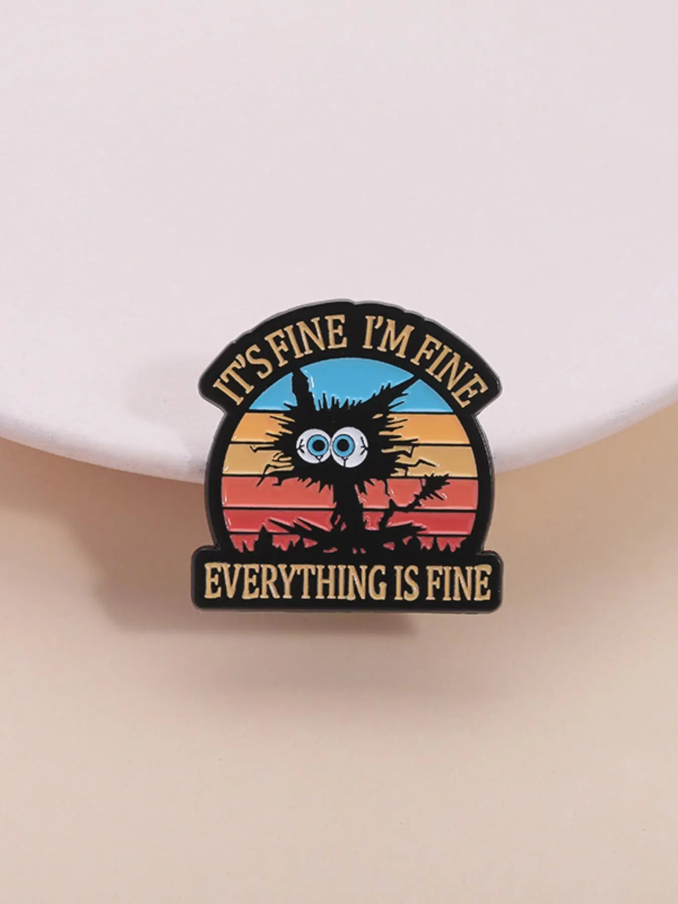 Funny Cat Badge It's Fine I'm Fine Everything is Fine, Hat Pins, Humorous Quote for Emotional Relief, Cute Bag Decoration Accessories for Students and Workers, Fashion Accessory, Brooch Pin, Alloy Brooch Pin