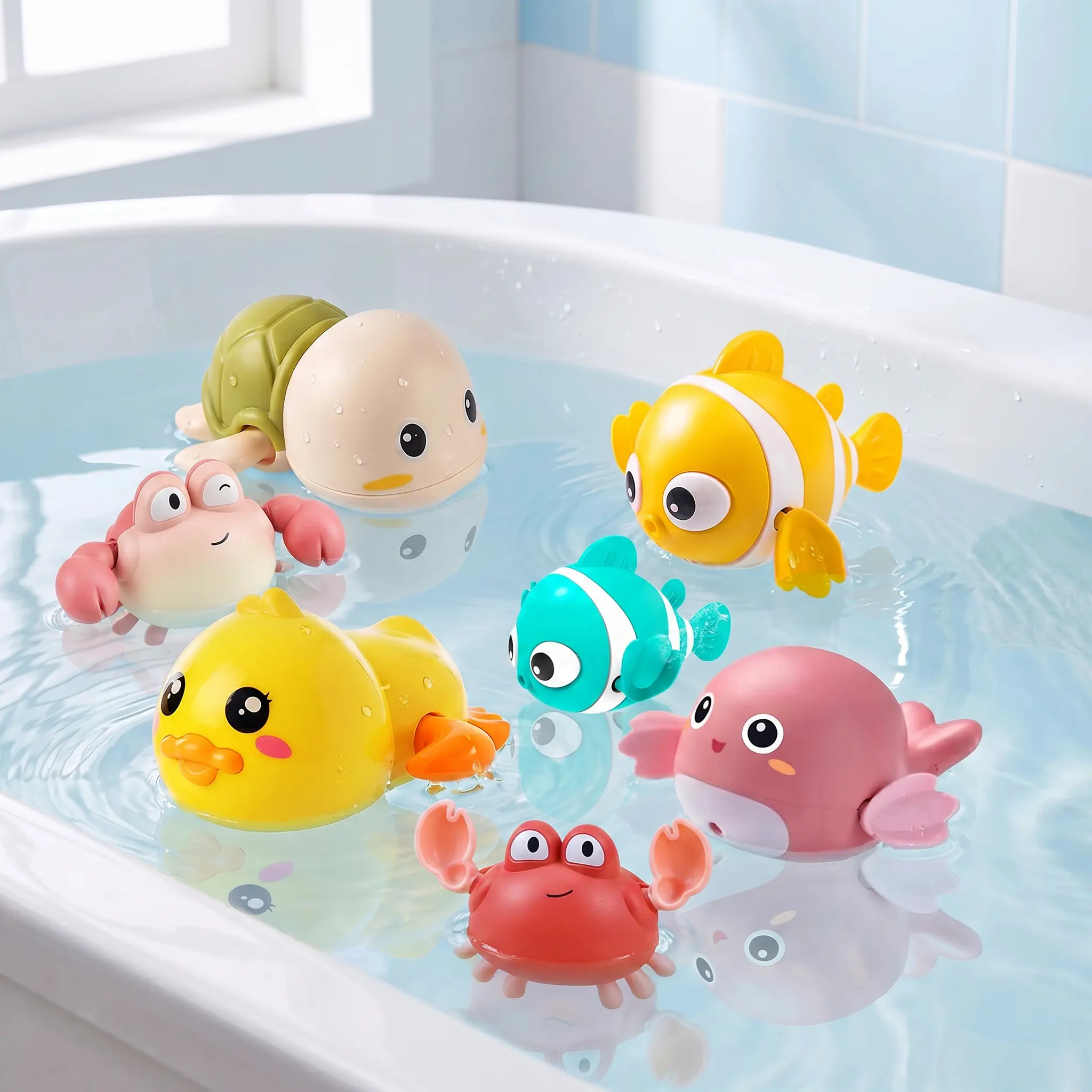 Floating Wind Up Water Toys | Rotating Swimming Animal Toy Set | Assorted Animal Bath Toys | Bathtub & Pool Toys | Party Gifts | DealsForYouDays