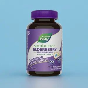 Nature’s Way Sambucus Elderberry Immune Gummies for Kids & Adults with Black Elderberry Extract Vitamin C D3 & Zinc 60 Gummies Gluten Free Vegetarian
