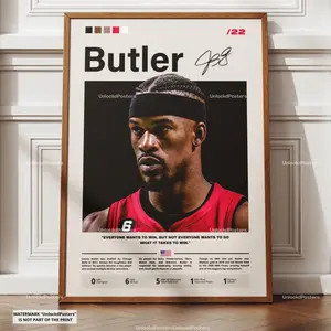 Jimmy Butler Poster, Miami Heat Star,  Basketball Print, Heat Wall Art, Miami Decor, Butler Basketball Gift, Jimmy Butler Print, Wall Art ( Unframed - Print Only )
