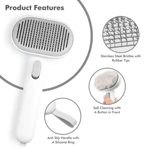 Grooming brush for long-haired or short-haired cats, massage brush for kittens and rabbits to remove loose fur