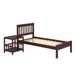 Contempo Mission Cappuccino Bed with Best Friend Nightstand Pet End Table