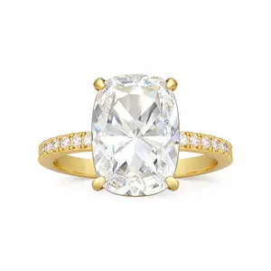 MYTYS Yellow Cushion-Cut Solitaire Engagement Ring with Side Stones Luxury Jewelry for Proposals & Special Occasions 0.8 Inch Center Stone