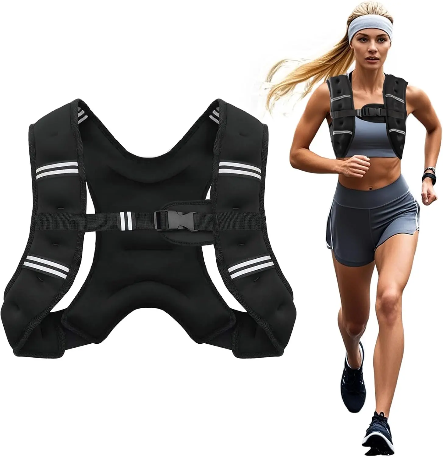 Weighted Vest for Men Women Body Weight Vests Adjustable with Reflective Stripe for Strength Training, Running, Workout, Jogging, Walking