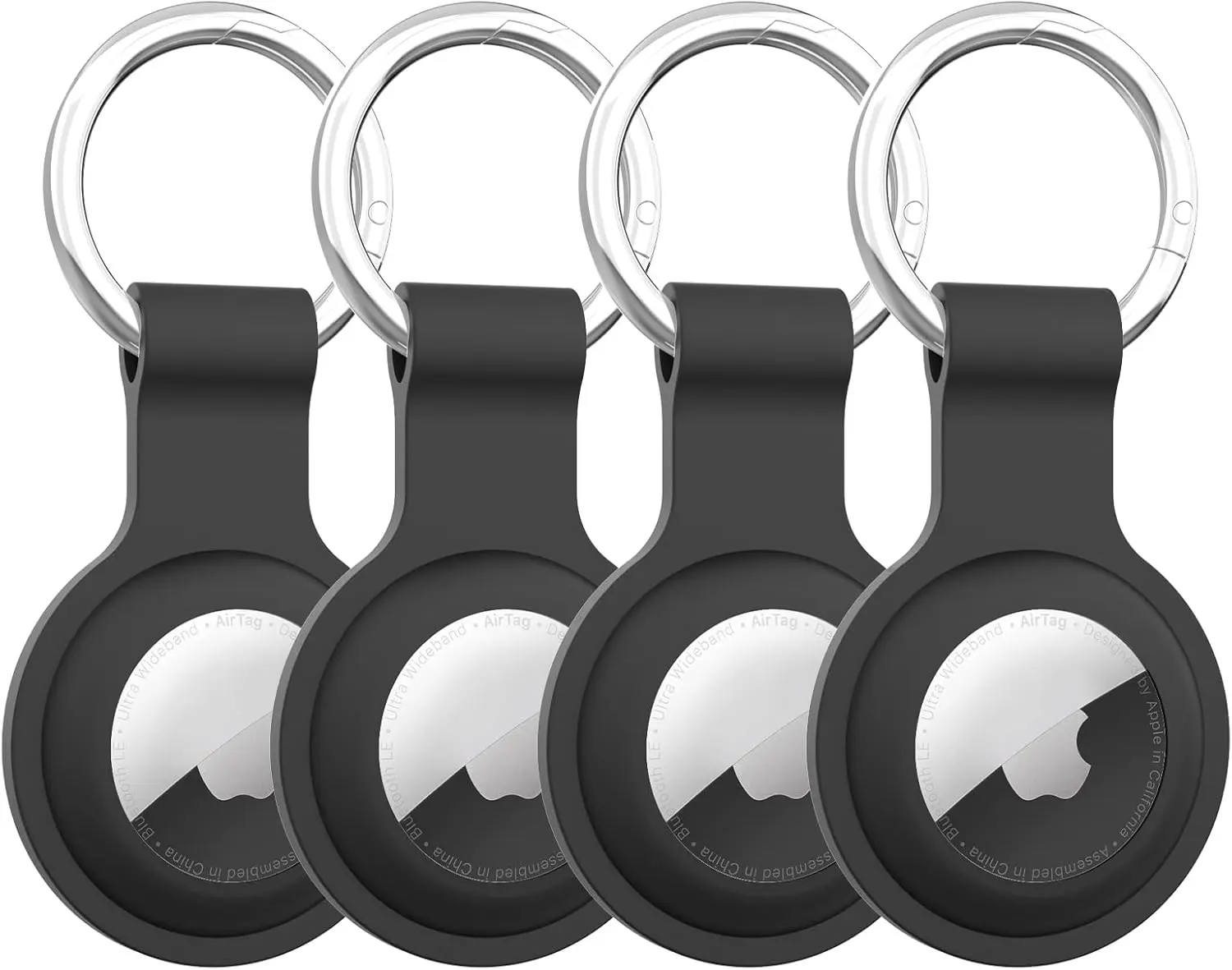 AirTag Holder AirTag Case Keychain Air Tag Holder, Silicone AirTags Key Ring Cases Tags Chain Apple GPS Item iTag Finders Accessories 4 Pack