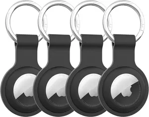 AirTag Holder AirTag Case Keychain Air Tag Holder, Silicone AirTags Key Ring Cases Tags Chain Apple GPS Item iTag Finders Accessories 4 Pack