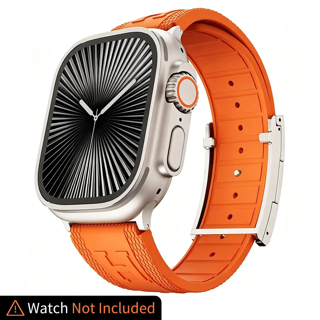 CrazyGrass Embossed Silicone Watch Bands Suitable for Apple Watch Band with H buckle Clasp Sweatproof Anti Slip Sports Replacement Watch Strap for Men Fit Watch Ultra 11 10 Series Gym Business Daily Wear [ Watch Not Included ] Electronic Gadgets Wireless