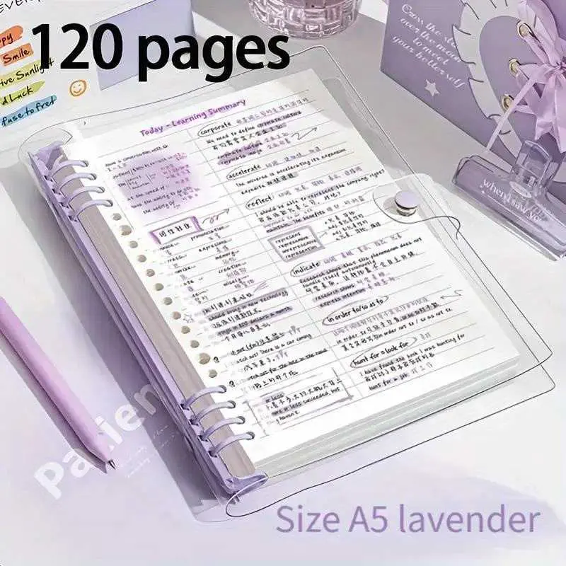 A5 Notebook, 120 Pages, Waterproof Soft Leather, Detachable Loose-Leaf Spiral Binding, for Office and Study Use