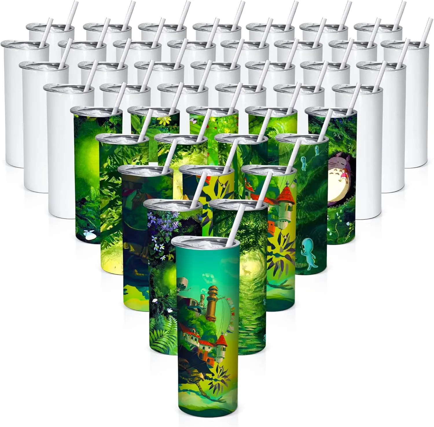 USA 25pcs 30oz Sublimation Blank Straight Skinny Tumblers Bulk Stainless Steel Vacuum Insulated Travel Mug with Lid for Hot Cold Drinks for Heat Press