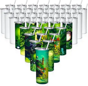 USA 25pcs 30oz Sublimation Blank Straight Skinny Tumblers Bulk Stainless Steel Vacuum Insulated Travel Mug with Lid for Hot Cold Drinks for Heat Press
