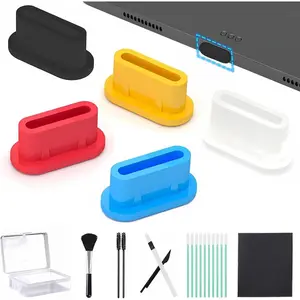 25 count 5 Colors USB-C Dust Plugs, Type-C Port Cover, Port Protector with Cleaning Kit,Compatible with Smartphones,Tablets and Type-C Devices