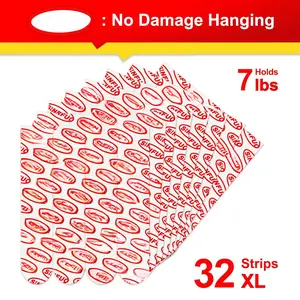 32 X-Large Picture  Strips Refill,No  Adhesive Strips for Frame, Removable Picture Hanger for Poster,Wall Sticky Double Sided Tape Heavy Duty Variety Pack