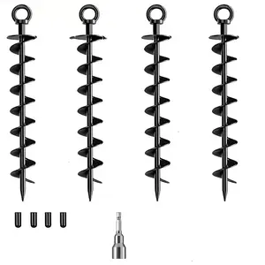 Spiral Ground Anchors with Nuts and Tools, Tent Canopy Carport Mobile House, Wind Resistant Outdoor Structure Stability