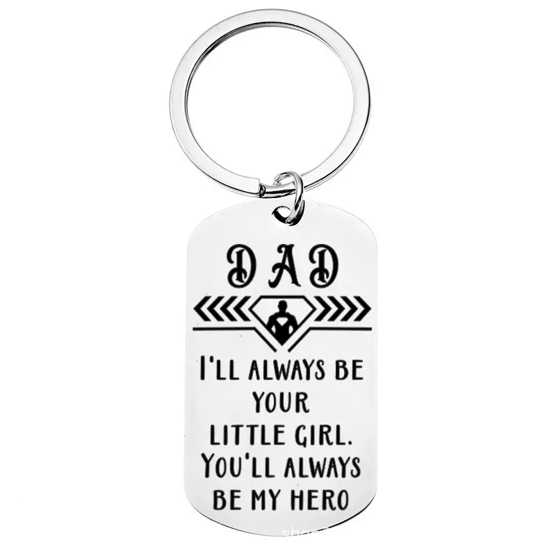 【Father’s Day】 Keychain with Engraved Message, with Message Card and Gift Box. Creative Gift for Birthday Father’s day