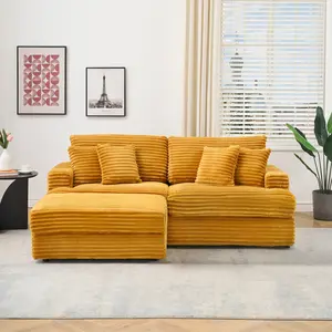 Grenich Orange Sofa Sectional with Storage Ottoman