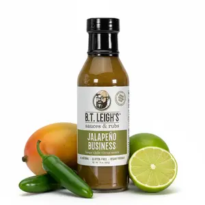 Jalapeño Business - Mango Chile Citrus Sauce by B.T. Leigh's Sauces & Rubs - 14oz Bottle - All Natural - Vegan - Gluten Free - Barbecue Grilling Sauce - Made in USA -  No Fillers - Small Batch - Artisan