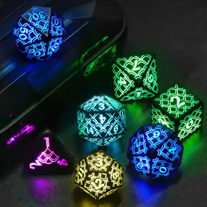 LED Dice Set DND Rechargeable, DND Neon Dice Wireless Charging, RGB Light up Dice for Dungeons n Dragons Role Playing Dice Gifts
