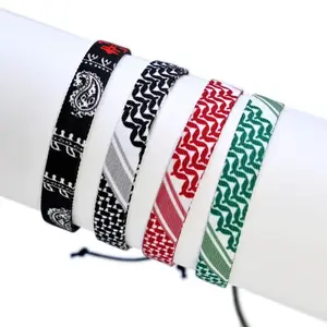 JEWELRY4U - Arabic Scarf Style Woven Bracelet For Women Men Handmade Ethnic Wave Dot Colored Wrap Bracelets Couple Fashion Summer Jewelry