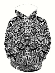 Men's Totem Print T-Shirt - Full Body Tribe/Animal/Tree/Digital Totem Design, Casual Short Sleeve Summer and Autumn Top, Machine Washable Regular T-Shirt, Ideal for Casual Wear or Masquerade, Ideal Gift for Men