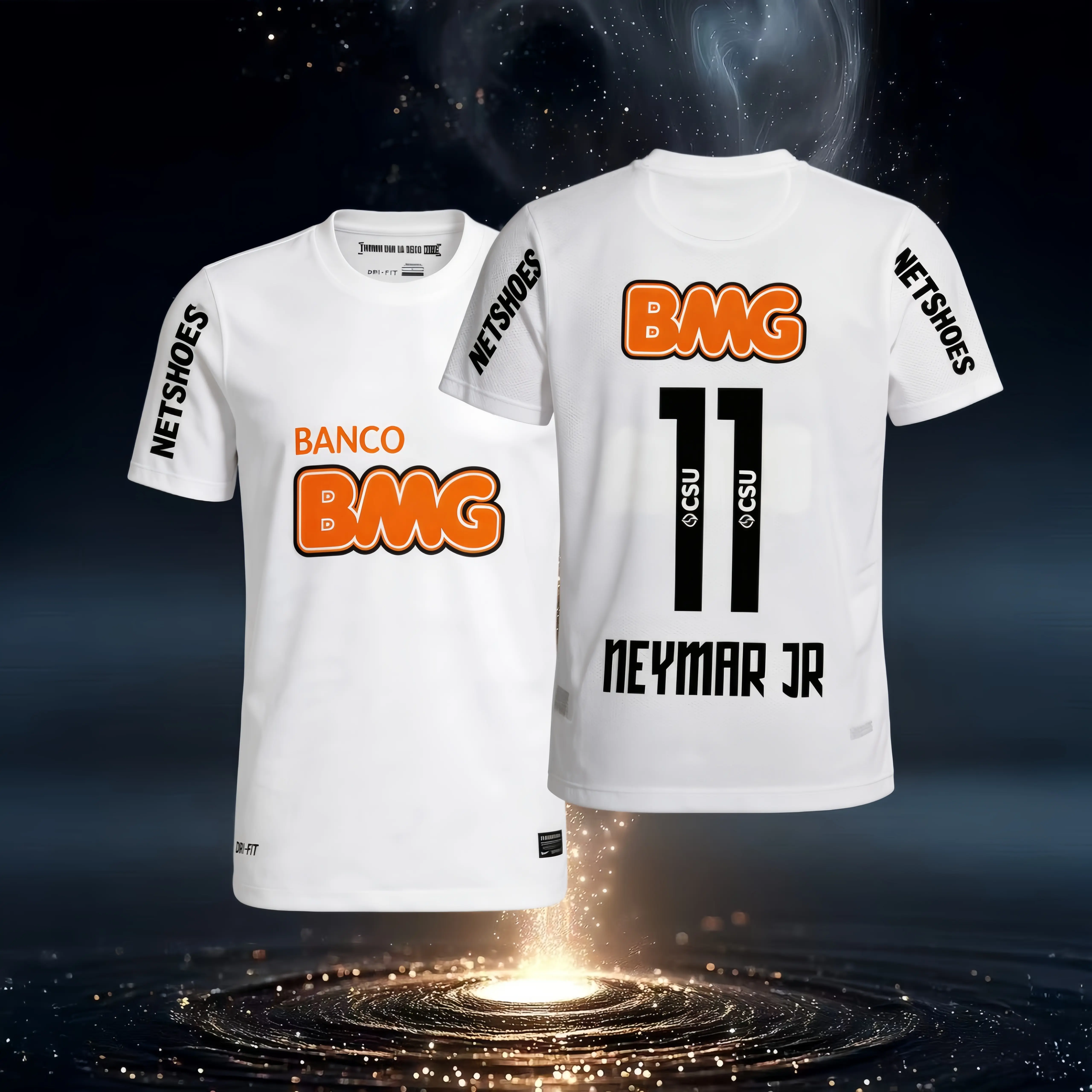 NO.11 Neymar JR 11 12 Home Short Sleeve Jersey Retro Soccer Jersey White Fans Version