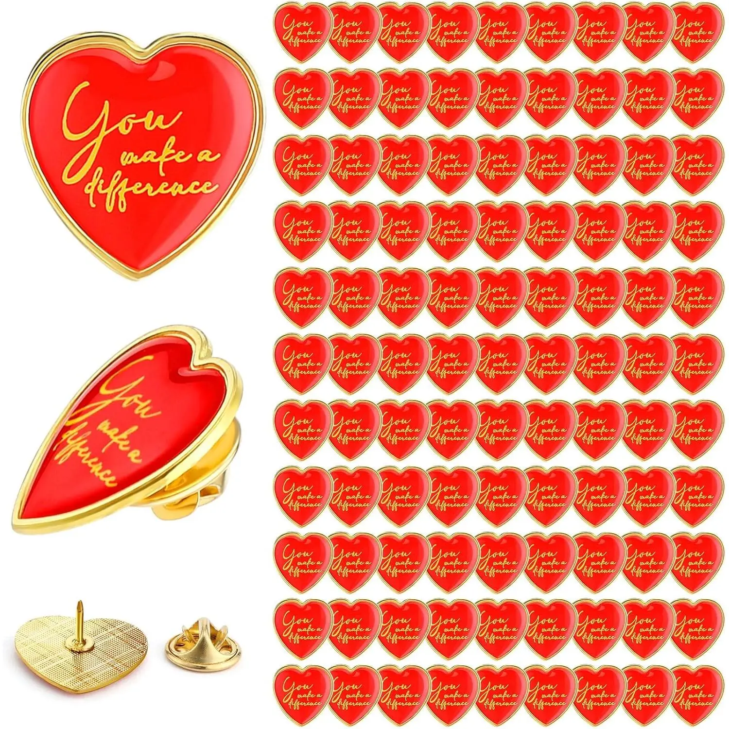 Unisex Enamel Heart Brooch Pins, Graduation Motivational Lapel Pins in Bulk, Romantic Daily Recognition Badges for Employees, Phone Accessory Compatible with Hats
