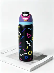 Owala 32oz Insulated Vacuum Flask - BPA-Free, Leakproof FreeSip Tumbler with Built-in Straw, 24-Hour Cold Retention, Retro Geometric Print, Ideal for Gym, School