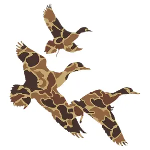 Camo Flying Ducks Sticker, Waterfowl Hunting Decal for Laptop, Car, Truck, Cooler & Outdoor Gear