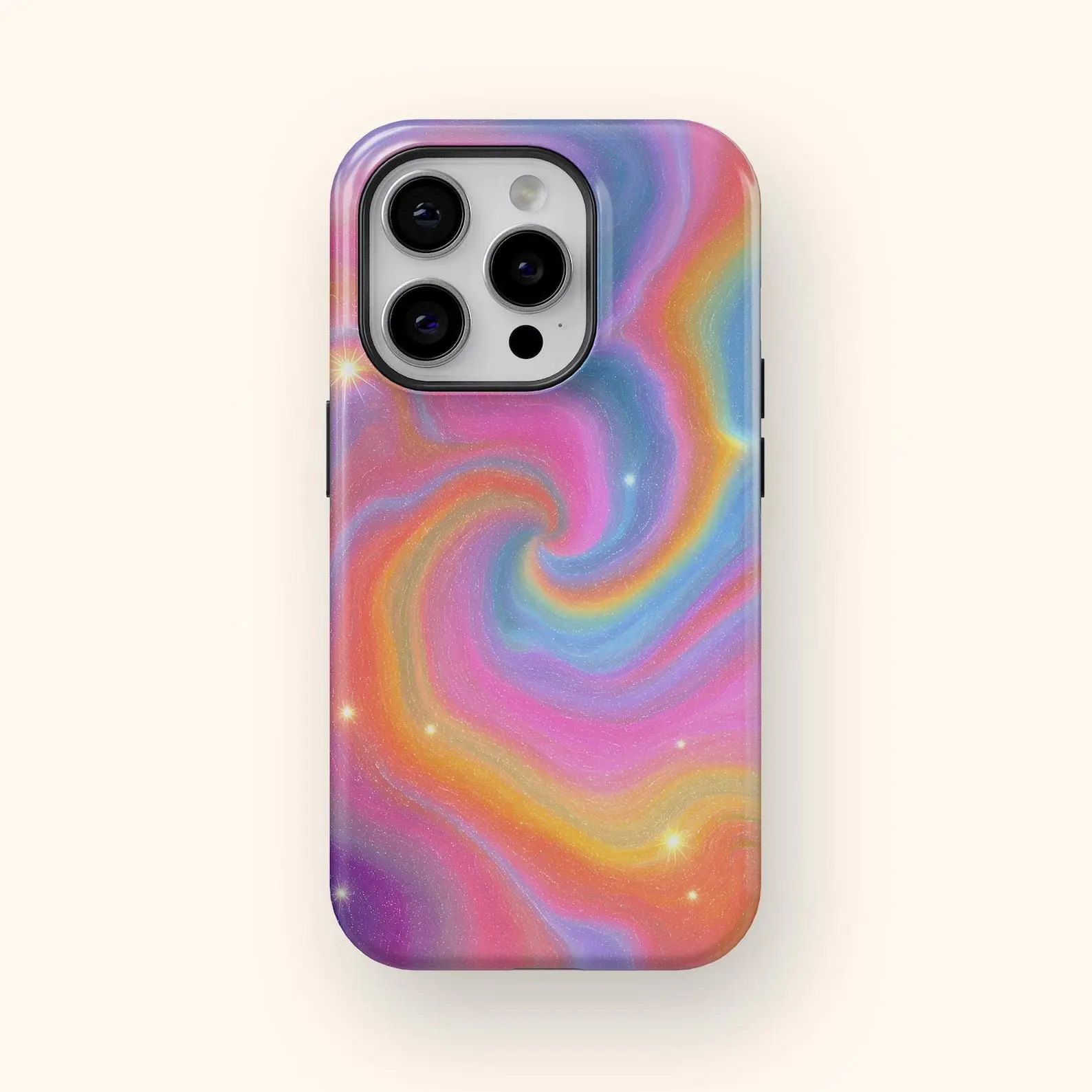 Pastel Cosmic Swirl Galaxy Phone Case for iPhone 17 16 15 14 13 12 11 and Samsung Galaxy S25 S24 S23 S22 S21 Rainbow Nebula Starry Case