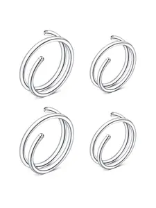 1 Set/ 4pcs  Stainless Steel Double Spiral Nose Rings, Nosering, Nose Piercing Jewelry, Body Jewelry For Men & Women, Daily Clothing Decoration