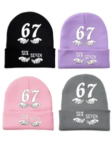 67 Cute Printed Knitted Hat Fleece Hat Warm Hat, suitable for children and teenagers. Features cool patterns. Six or seven interesting designs. Suitable for both men and women as Christmas and vacation gifts. Winter and autumn warm hat Knit Hats
