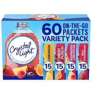 Crystal Light Drink Mix Variety Pack Lemonade, Fruit Punch, Raspberry Lemonade, and Wild Strawberry Water Tok Summer Pack Mixed Beverage