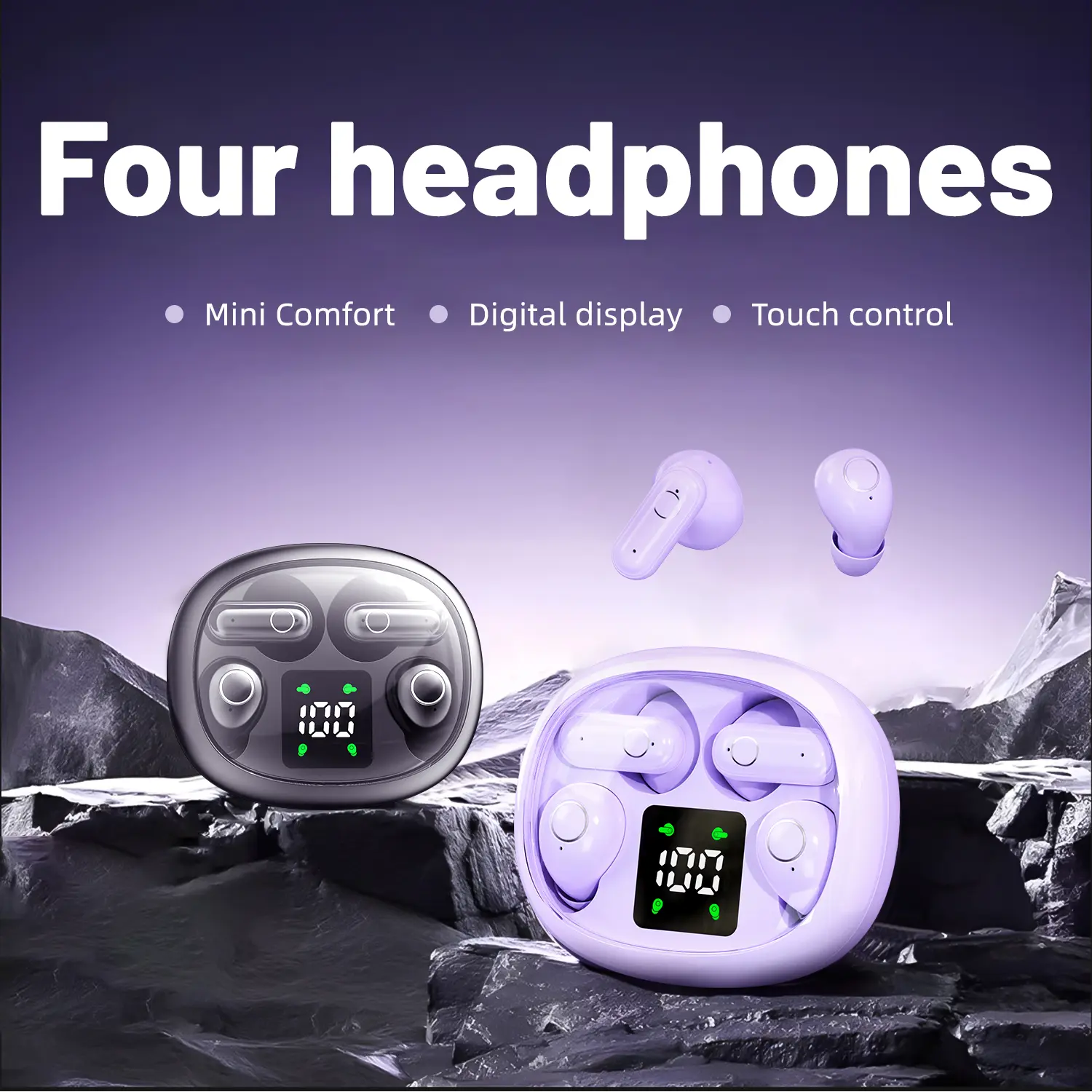 INSONIXN 2-Pair Wireless Bluetooth Call In-Ear Headphones - Miniature Invisible Ergonomic Short-Stem Compact Headset with Charging, Noise Reduction for Sleep, Workout, Christmas Gift