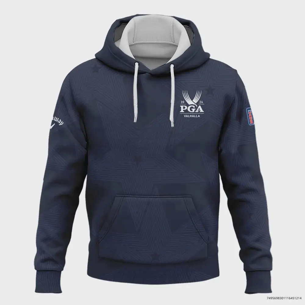 Golf Navy Color Star Pattern 2024 PGA Championship Valhalla Callaway Hoodie Shirt Style Classic Pullover Hooded, All Size, Unisex, Best Gift For Dad