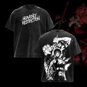 Jujutsu Kaisen Fushiguro Toji Anime T-shirt Zenin Maki Washed Oversized T Shirt Men Women Clothing Short Sleeve Cotton Tees Tops