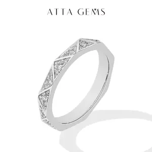 ATTAGEMS D VVS1 Color Luxury Lab-Created Moissanite Ring for Women Men Unisex S925 Silver Wedding Band Perfect Gift for Girlfriend or Wife R315