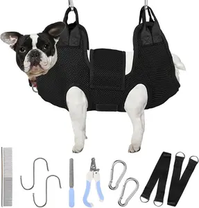 Dog Grooming Hammock for Small Dogs Pet Hammock for Nail Trimming Dog Sling for Nail Clipping Dog Hanging Harness (Black S)