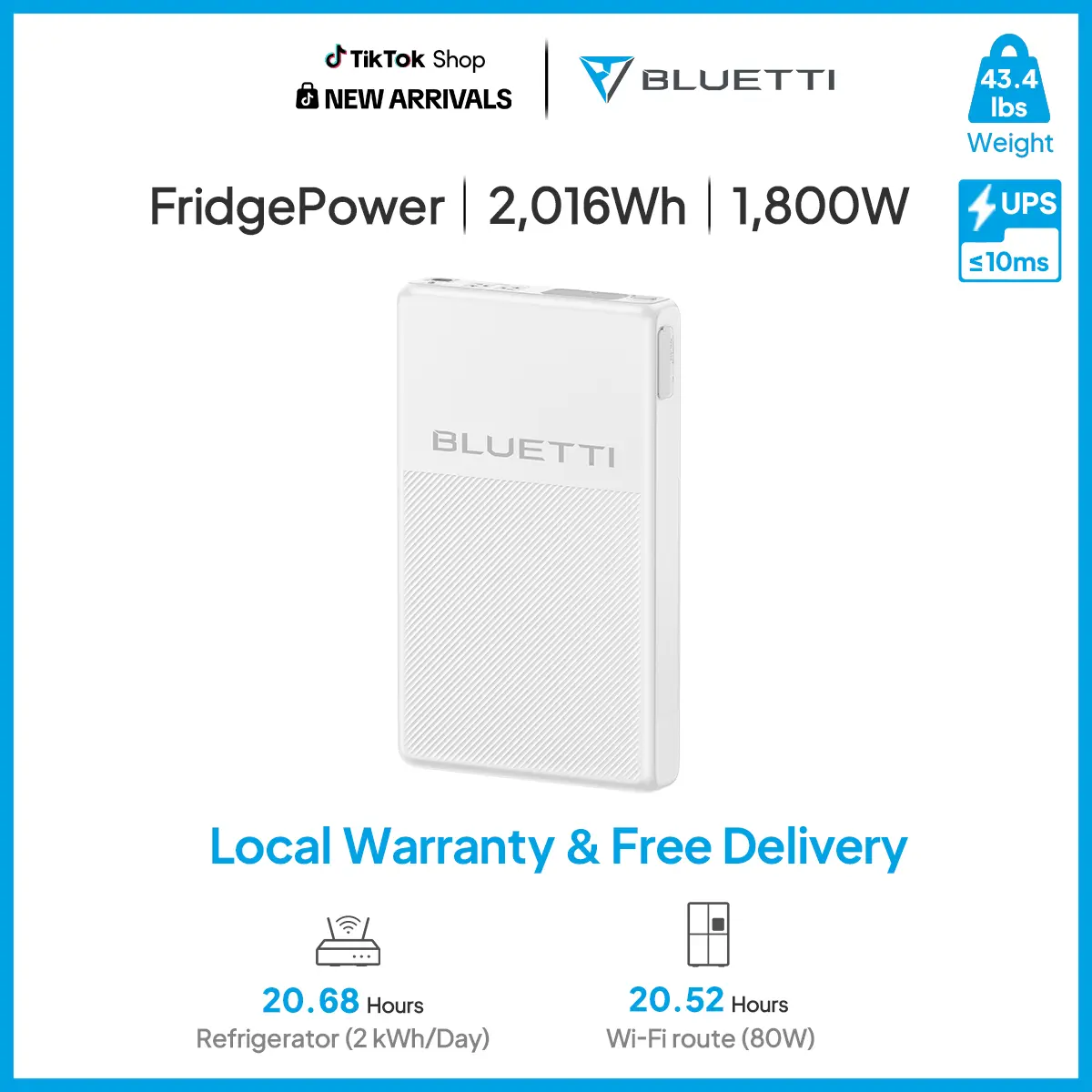 BLUETTI FridgePower Screen, Magnetic Smart Display for FridgePower Backup System, Real-Time Power Monitor w/Battery Level, Runtime, Weather Alerts, Ultra-Low Power Wake, Fridge Door or Counter Mount
