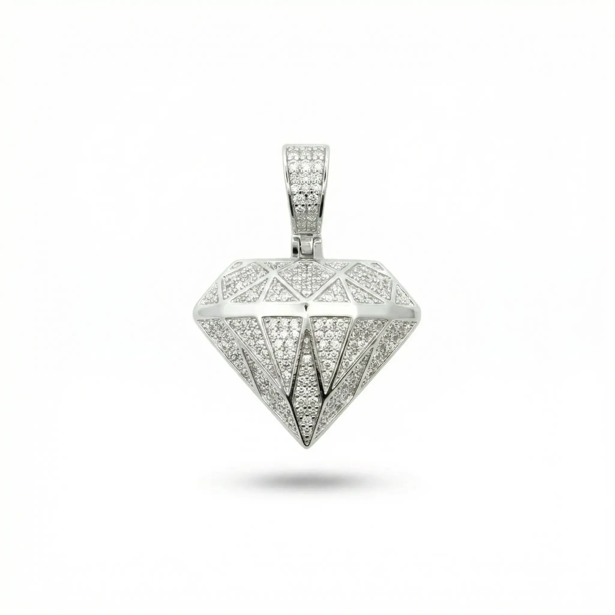 1ct 3D Diamond Shape with Pavé Facets Moissanite Pendant