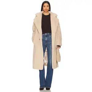 Generation Love Terry Faux Lamb Fur Coat in Truffle