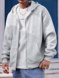 Vintage Washed Full-Zip Hoodie - Men's Unisex Pullover | Black Navy White | Trendy Streetwear Jacket
