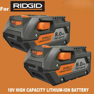 High efficiency 2 PACK FOR RIDGID 18V Lithium-Ion MAX Output 8.0 Ah R840087 R840085 Battery N