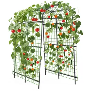 7.5FT Extra Tall Garden Arch Trellis with Netting for Climbing Plants – Expandable Polyethylene-Coated Steel Arbor – Easy Tool-Included Assembly, Outdoor Pergola for Weddings, Events, Black
