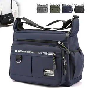 Stylish Large Nylon Crossbody Bag for Women Men Waterproof, Spacious Travel & Commuter Tote with SidePockets Canvas Messenger Purse