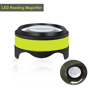 Magnifier, Rechargeable Dylviw 3X-5X Desktop Magnifying Glass, Large View Area Adjustable LED Lights, Ideal for Reading, Blueprints, Hobbies-Carrying Case Included
