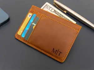 Personalized Slim Wallet, Anniversary Gift, Personalized RFID Wallet, Minimalist Leather Card holder